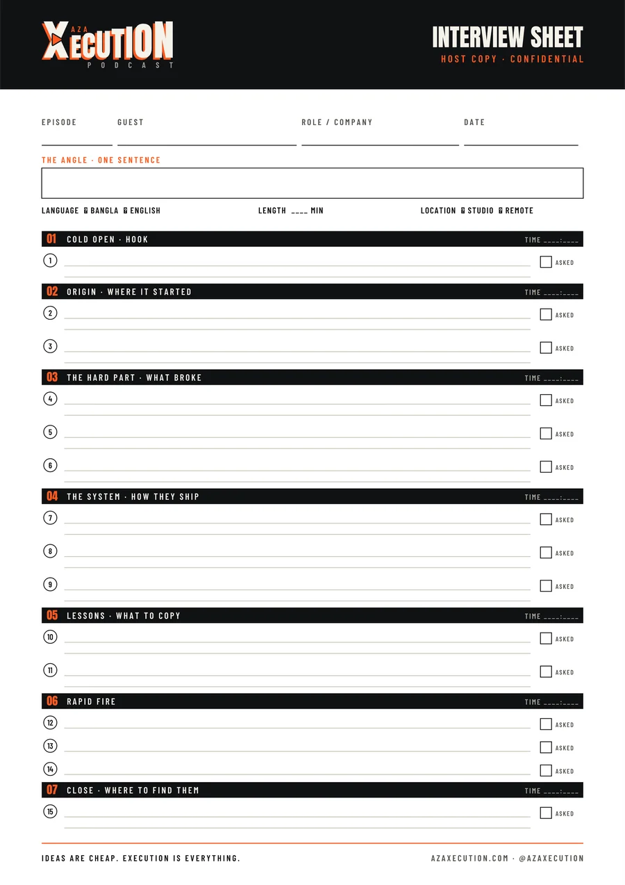Interview sheet, page 1